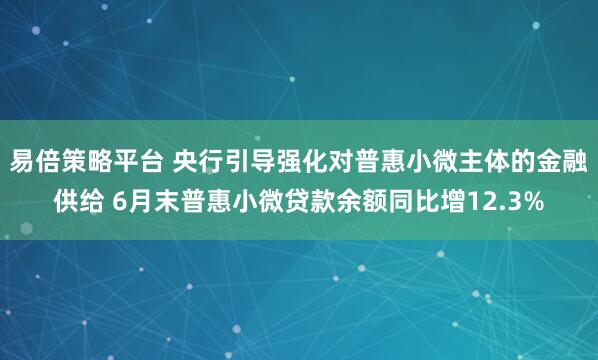 易倍策略平台 央行引导强化对普惠小微主体的金融供给 6月末普惠小微贷款余额同比增12.3%